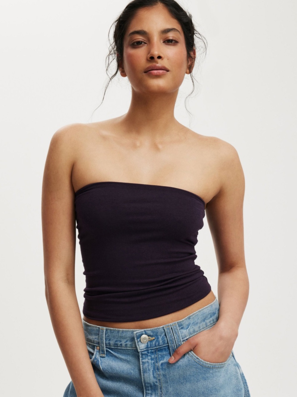 Cotton On Black All Day Modal Cropped Sleeveless Tube Top Size Medium